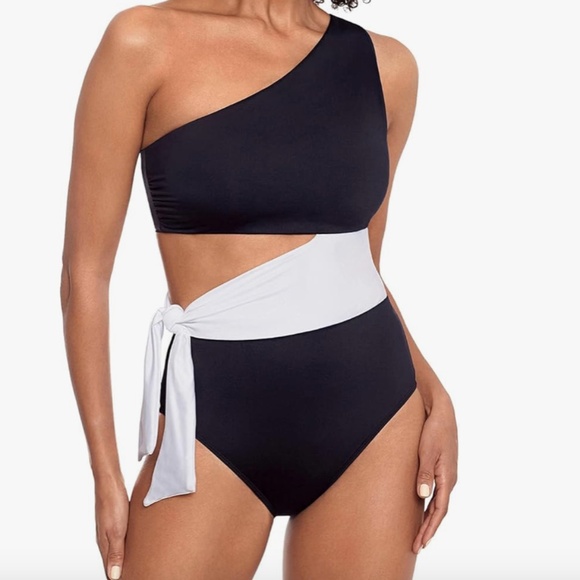 NWOT - Lauren Ralph Lauren Two-Tone Cutout One-Piece Size - Picture 7 of 7